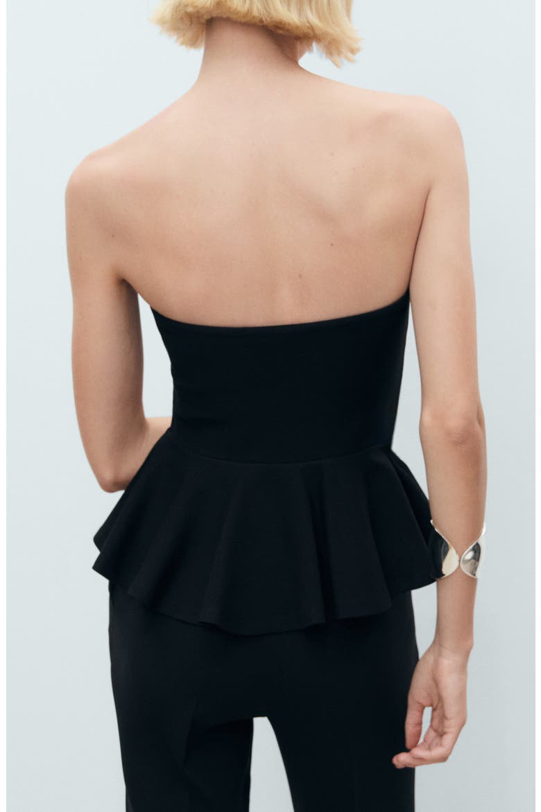 Bandeau Peplum Top, Alternate, color, BLACK
