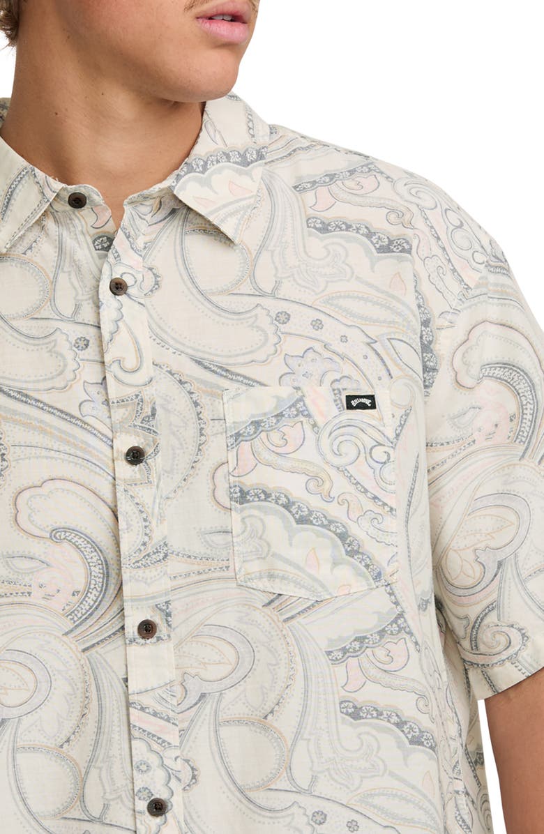 Billabong Sundays Paisley Short Sleeve Button-Up Shirt, Alternate, color, 