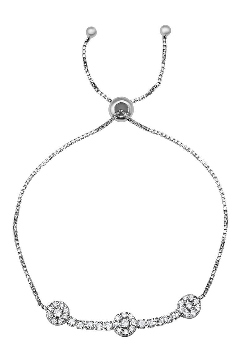Sterling Silver Pavé Cubic Zirconia Station Slider Bracelet, Main, color, SILVER