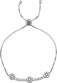 Queen Jewels Sterling Silver Pavé Cubic Zirconia Station Slider Bracelet