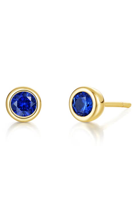 Bezel Simulated Birthstone Stud Earrings