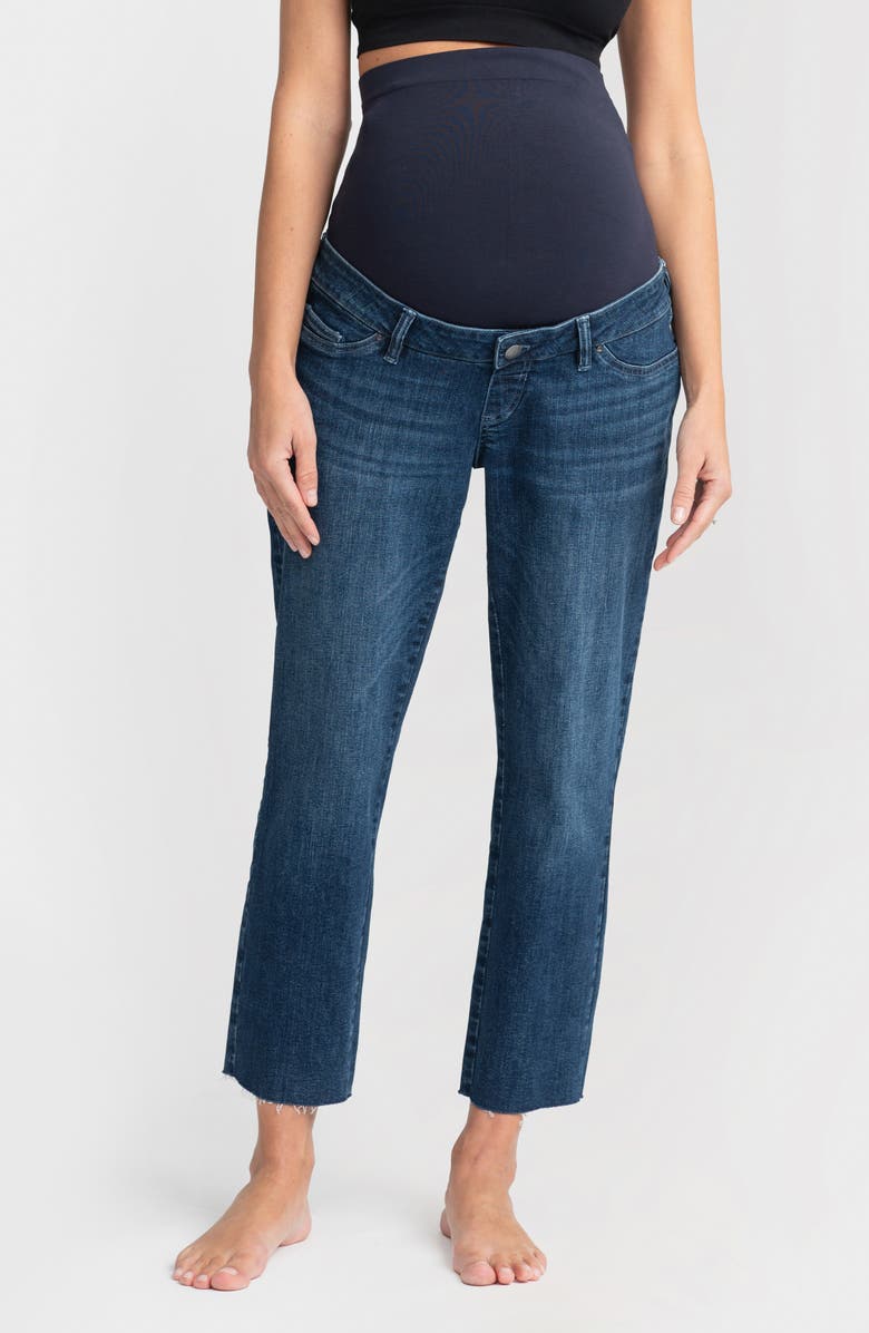 Seraphine Over The Belly Raw Hem Tapered Leg Maternity Jeans, Main, color, 