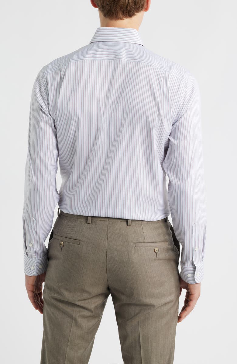 Nordstrom Trim Fit Stripe Premium Performance Twill Dress Shirt, Alternate, color, Blue- Red Torres Stripe