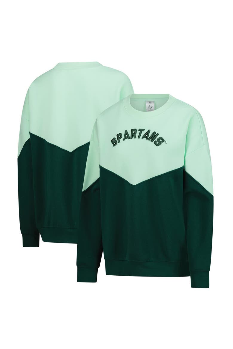 Women's ZooZatz Mint Michigan State Spartans Bestie Oversized Pullover Sweatshirt, Main, color, Mint