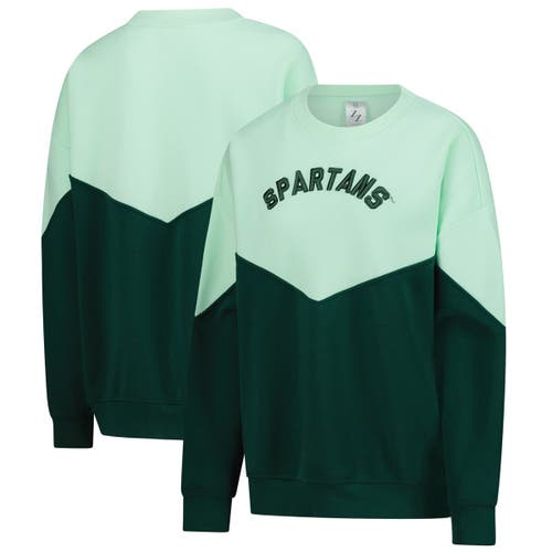 Zoozatz Mint Michigan State Spartans Bestie Oversized Pullover Sweatshirt In Green