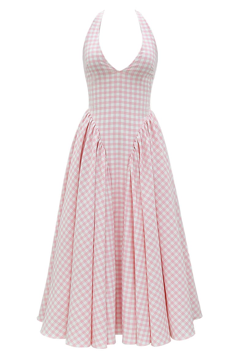 Marilyn Gingham Halter Midi Sundress, Alternate, color, ROSE SHADOW