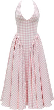 HOUSE OF CB Marilyn Gingham Halter Midi Sundress