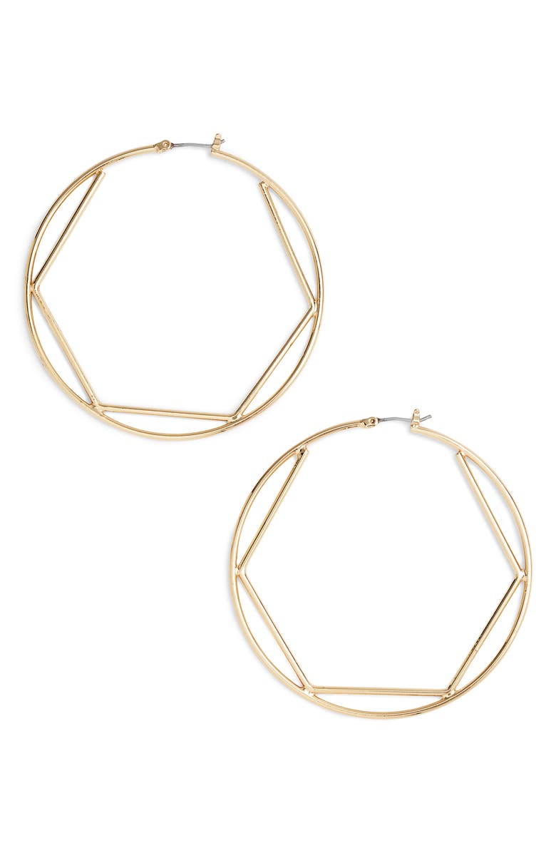 Rebecca Minkoff Large Hexagon Hoops, Main, color,
