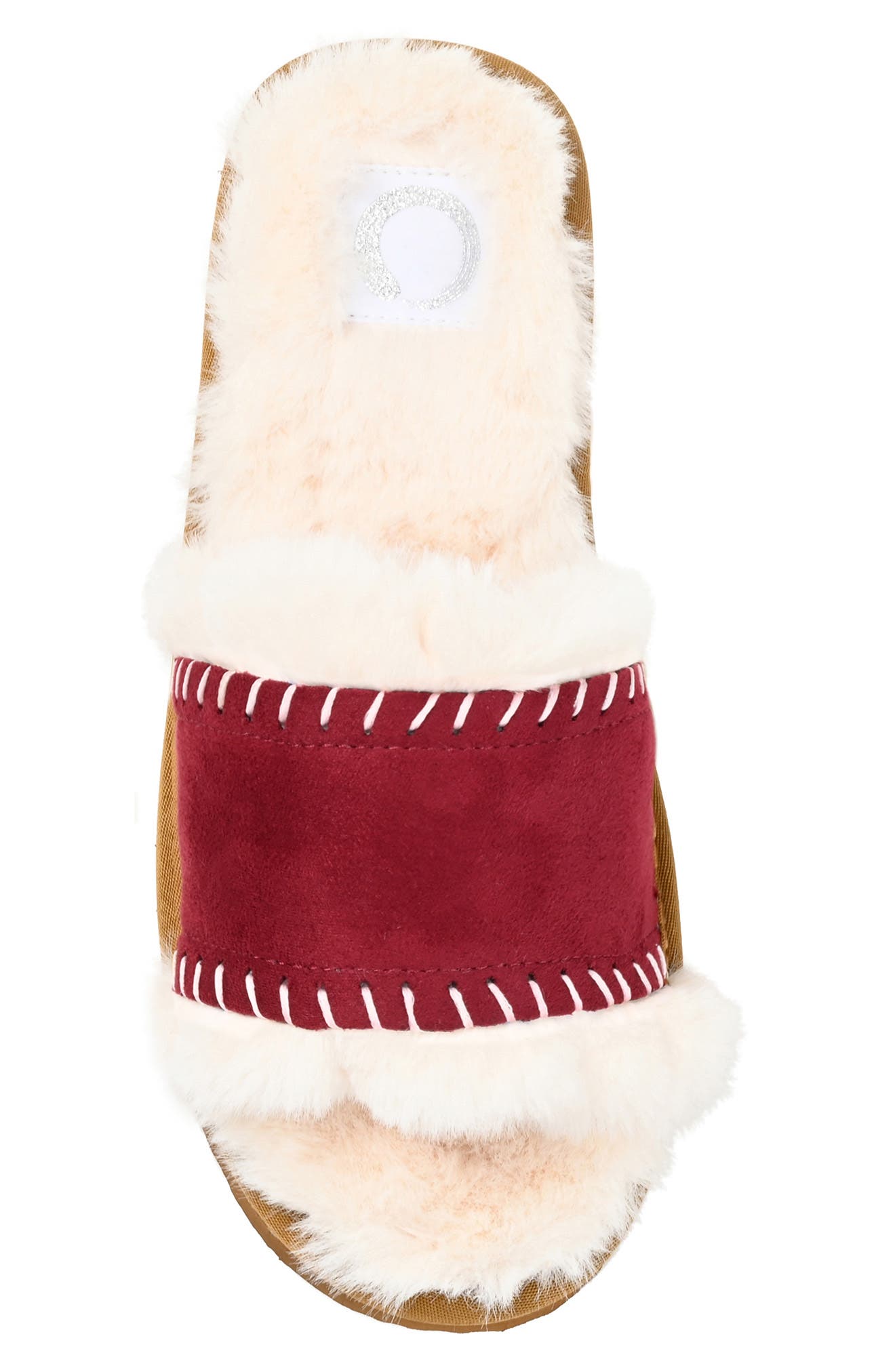 Journee Collection Mardie Faux Fur Slipper, Alternate, color, Wine
