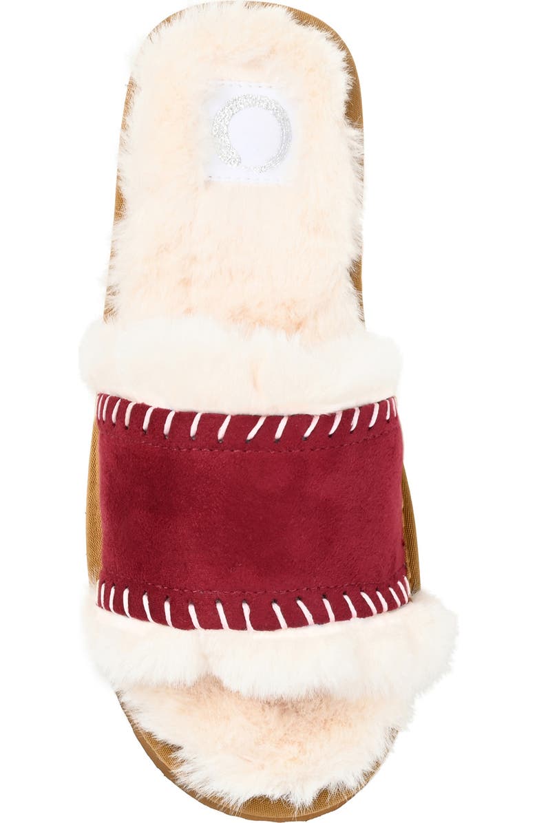 Journee Collection Mardie Faux Fur Slipper, Alternate, color, Wine