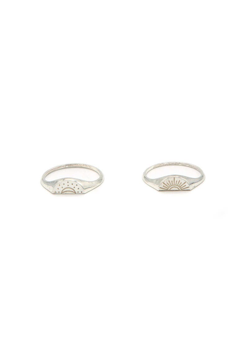 Soleil Moon Sterling Ring Set, Main, color, Silver - 9