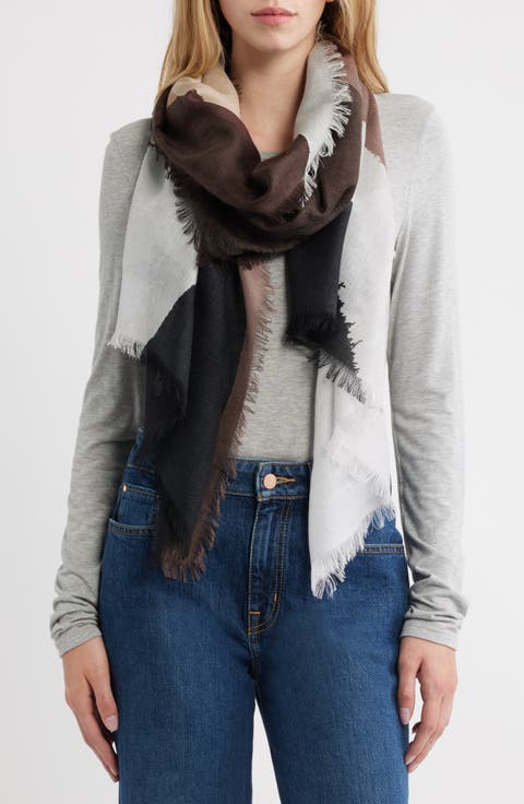 Eyelash Trim Print Cashmere & Silk Wrap