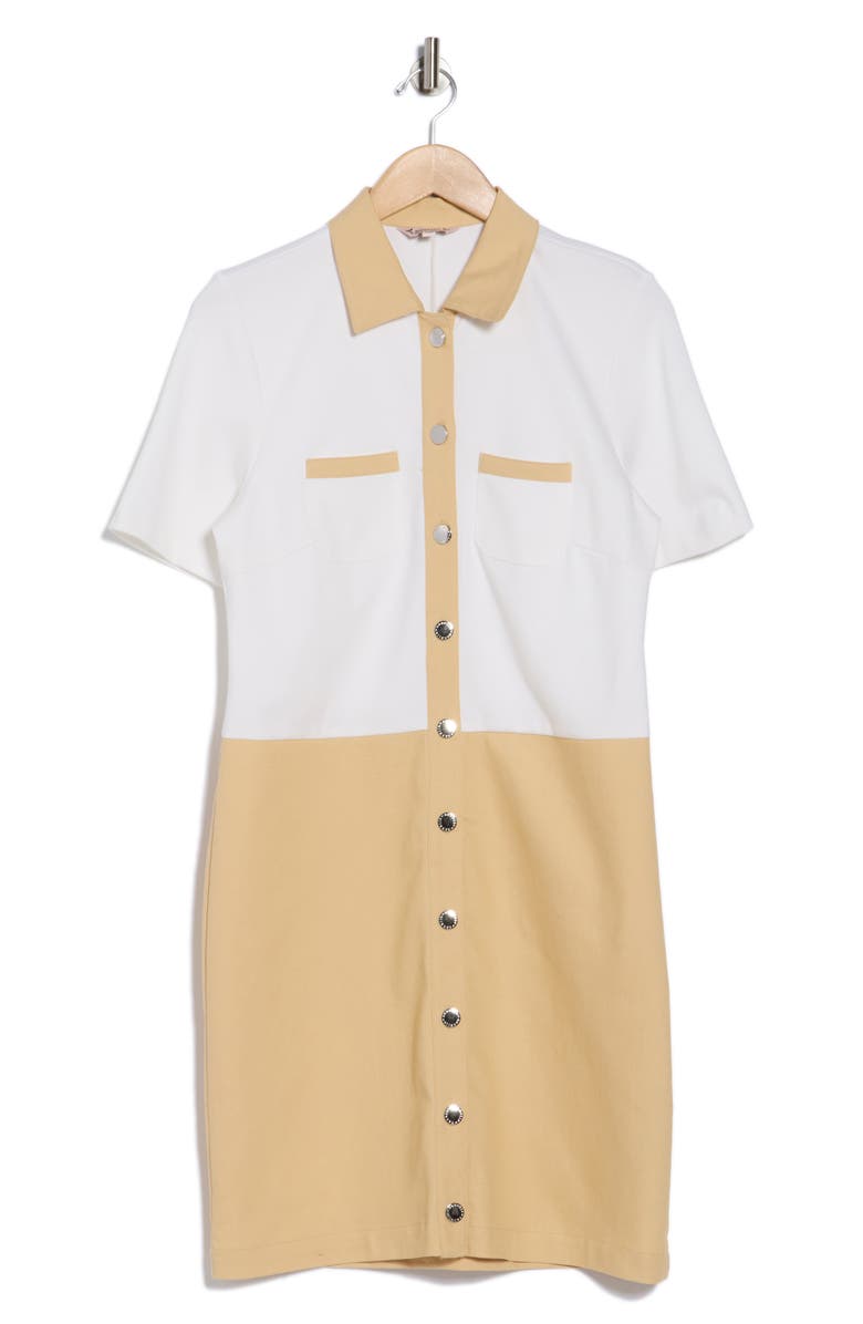 Nanette Lepore Colorblock Ponte Shirtdress, Alternate, color, Ivory/ Sand