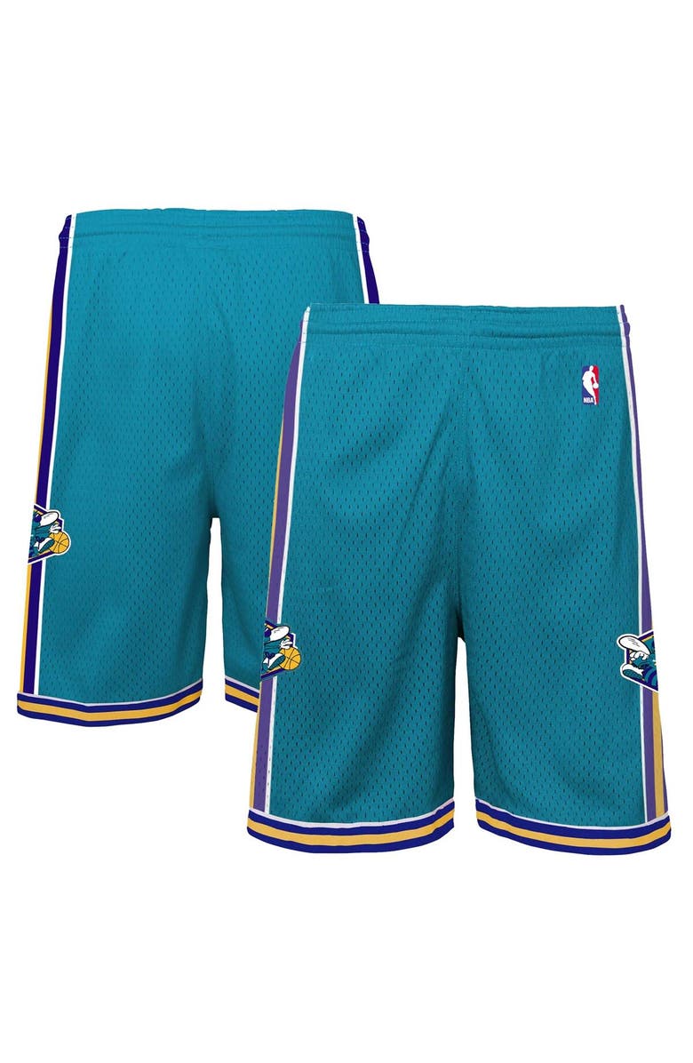 Mitchell & Ness Youth Mitchell & Ness Teal Charlotte Hornets Hardwood Classics Swingman Shorts, Alternate, color, Teal