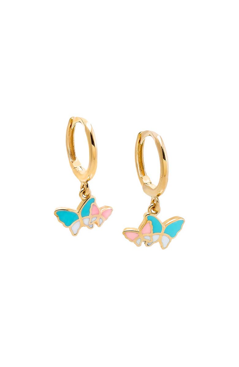 BY ADINA EDEN Kids Enamel Pastel Butterfly Huggie Earring 14K, Main, color, Multi-Color/14K Gold