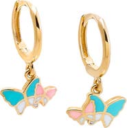 BY ADINA EDEN Kids Enamel Pastel Butterfly Huggie Earring 14K