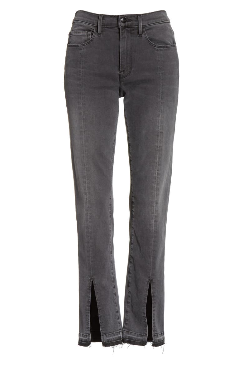 Le Nouveau Straight Split Hem Skinny Jeans, Alternate, color, WOODLAND