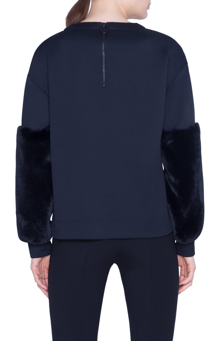 Akris punto Faux Fur & Neoprene Top, Alternate, color, 