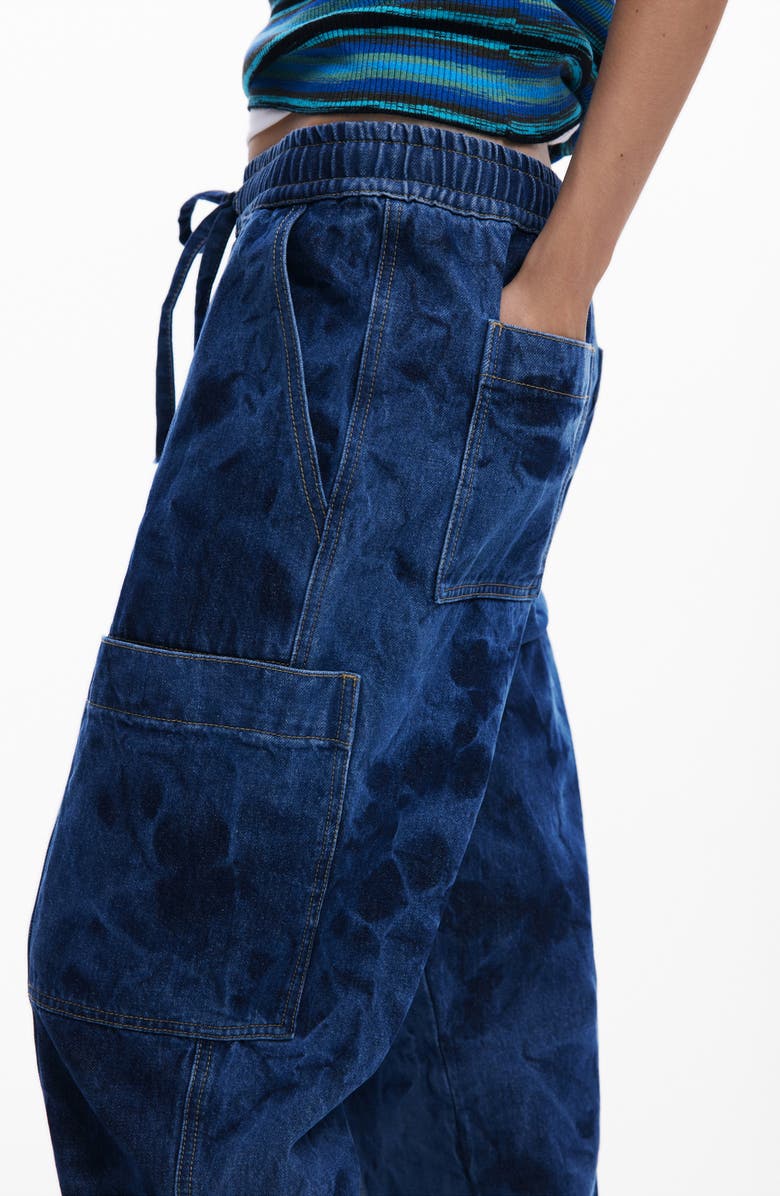 Desigual Denim Cargo Joggers, Alternate, color, Dark Blue