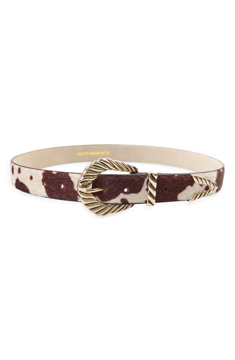 Petit Moments Modern Rodeo Faux Calf Hair Belt, Main, color, Cow/ Gold