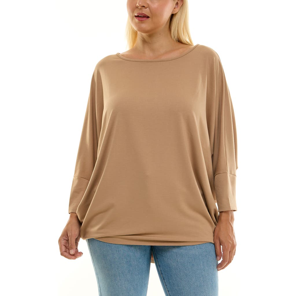 Nina Leonard Dolman Sleeve Tunic In Brown
