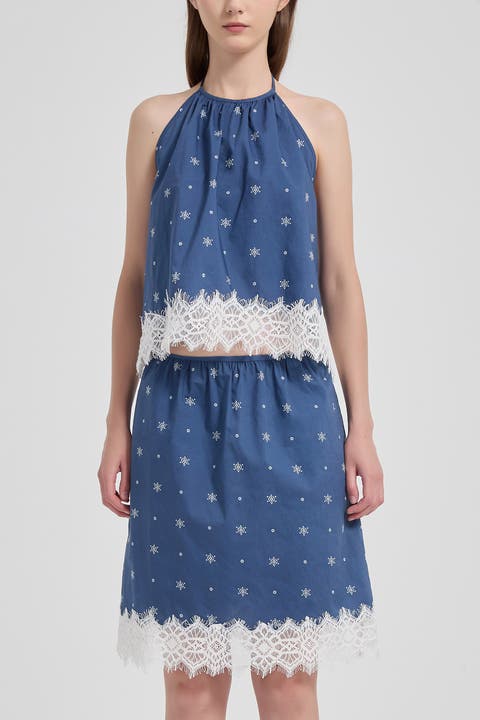 Soleil Lace Trim Cotton Skirt