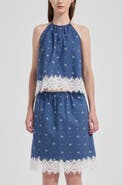 nuaje nuaje Soleil Lace Trim Cotton Skirt