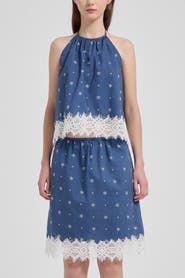 nuaje nuaje Soleil Lace Trim Cotton Skirt