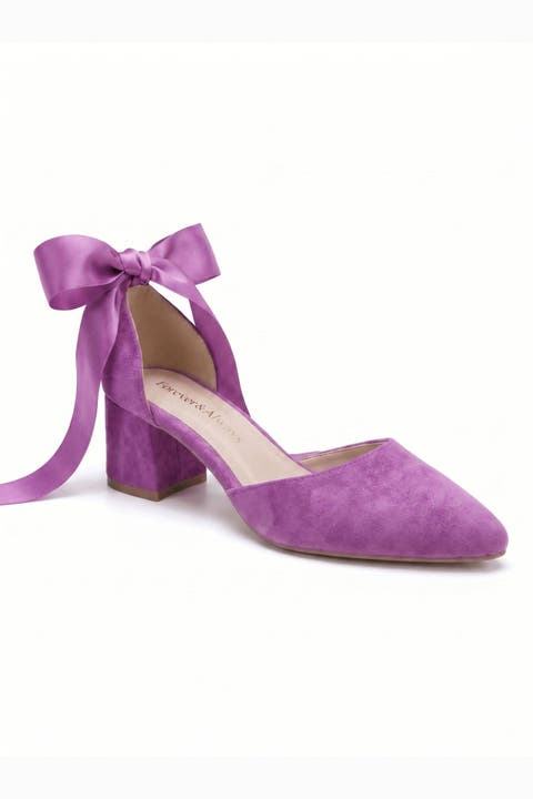 Fiona Low Block Heels with Ribbon