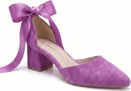 Forever & Always Shoes Fiona Low Block Heels with Ribbon
