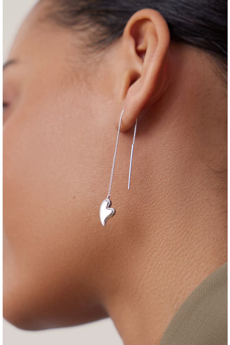 Puffy Heart Threader Earrings, Alternate, color, HIGH POLISH SILVER