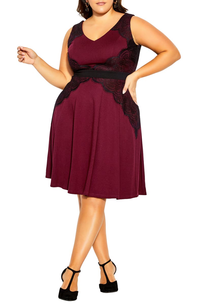 City Chic Lace Corset Dress, Main, color, 