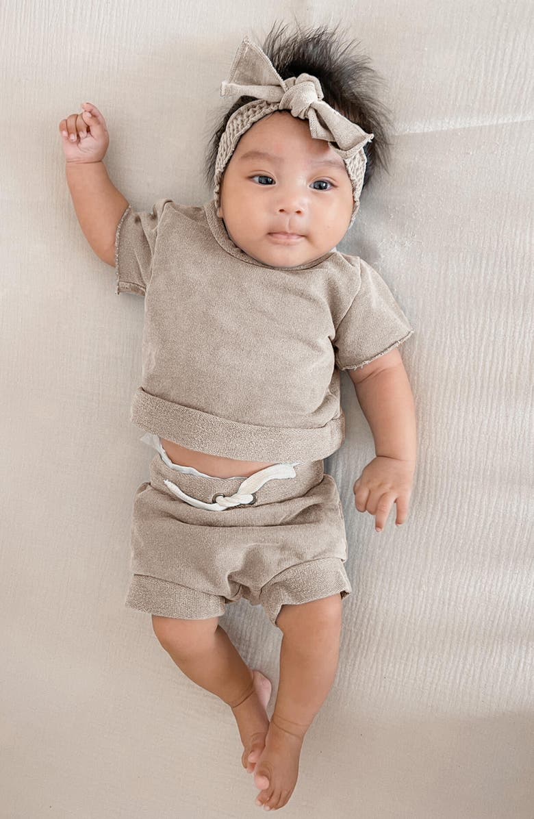 L'ovedbaby Organic Cotton T-Shirt & Shorts Set, Alternate, color, Oatmeal