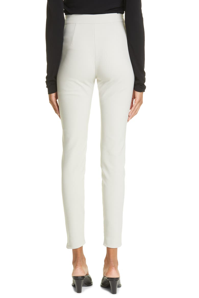 Kelly Faux Leather & Knit Skinny Pants, Alternate, color, CLAY