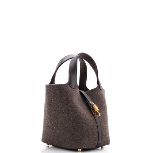 Pre-owned Hermes  Hermes Picotin Lock Bag Felt With Leather Pm In Brown
