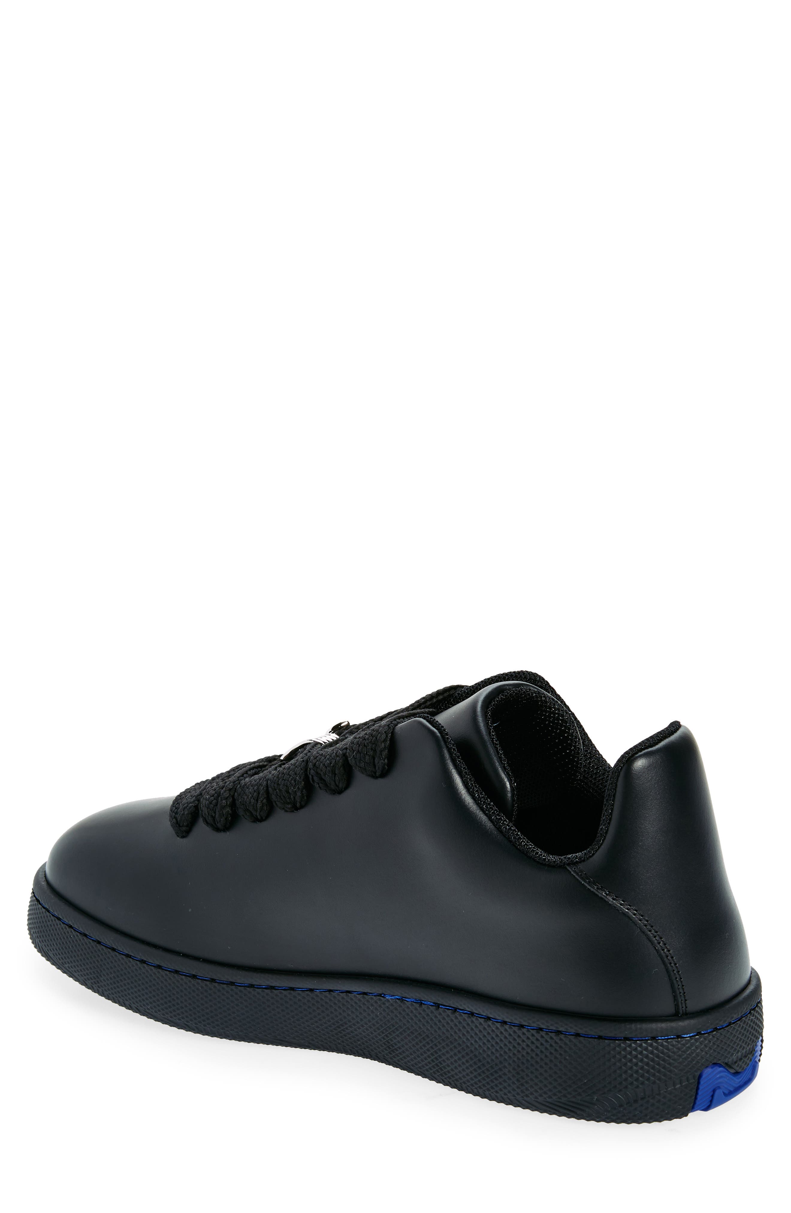 Leather Box Sneaker, Alternate, color, BLACK