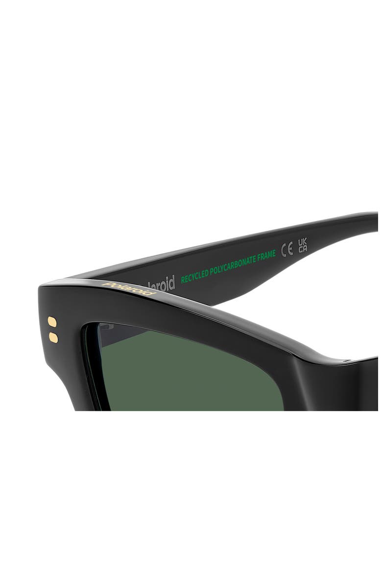 49mm Small Polarized Rectangular Sunglasses, Alternate, color, BLACK/ GREEN PZ