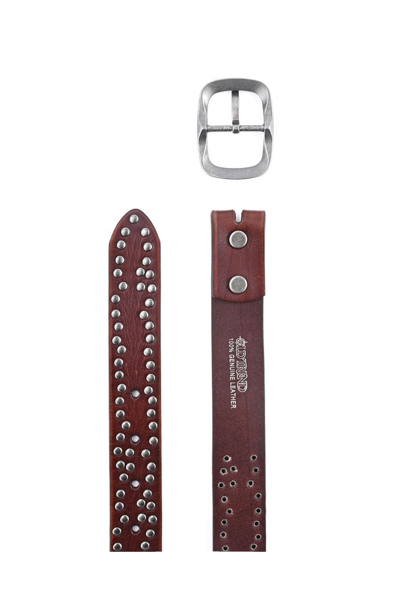 Westland Genuine Leather Desert Inspired Studded Belt, Alternate, color, Coffee