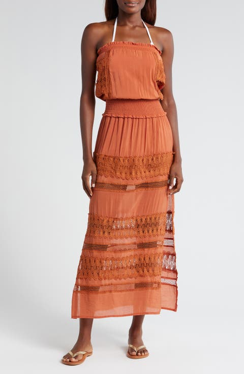 Lace Strapless Cover-Up Maxi Dress