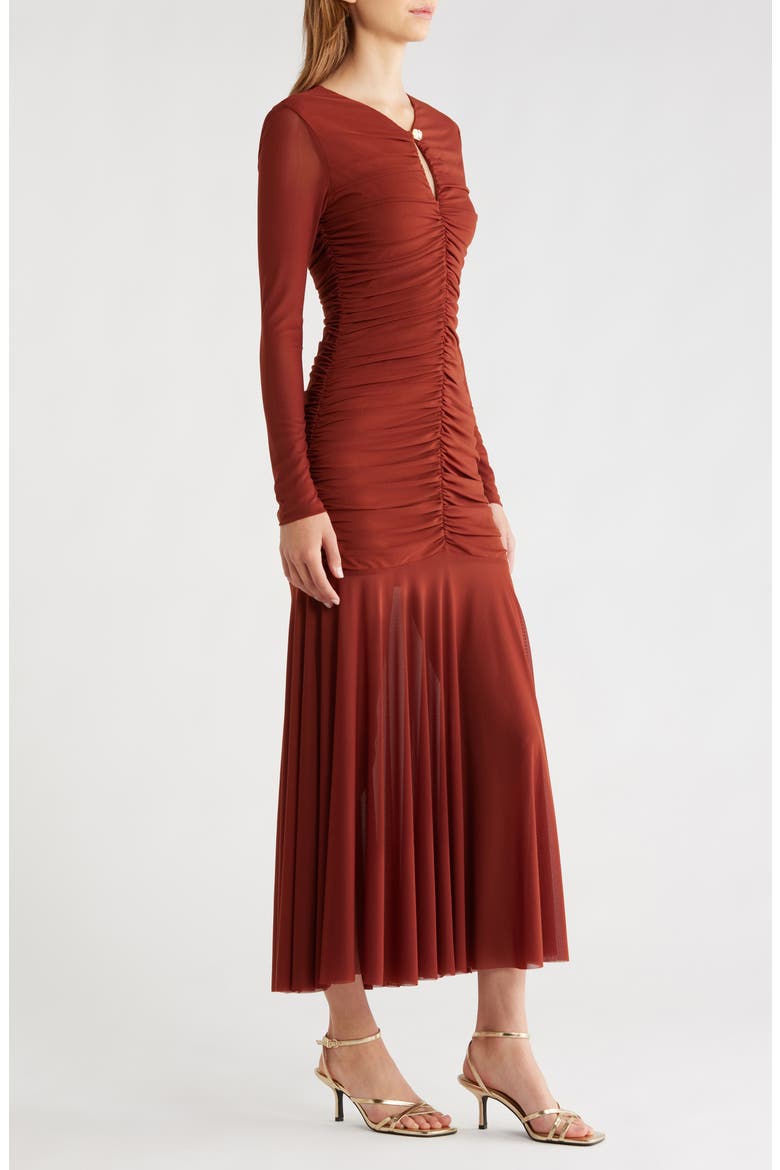 Yasmine Long Sleeve Midi Dress, Alternate, color, RUST