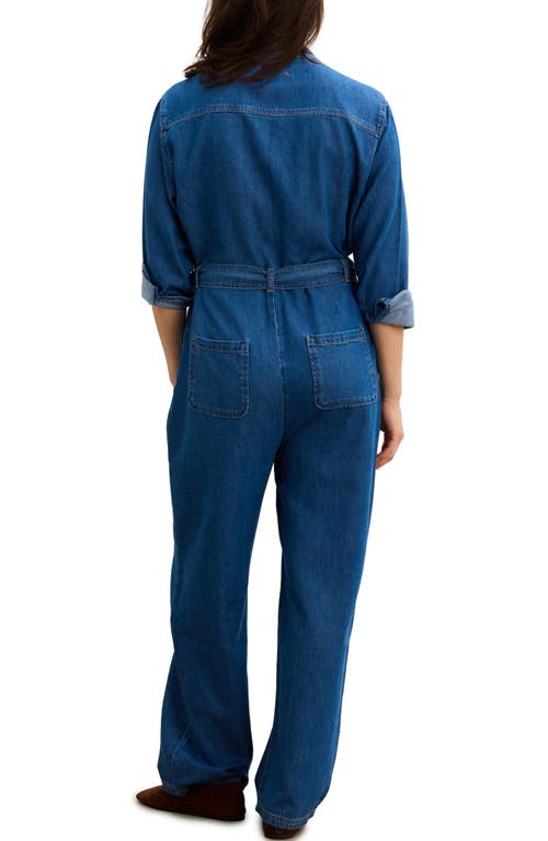 Hatch The Drapey Denim Jumpsuit In Blue