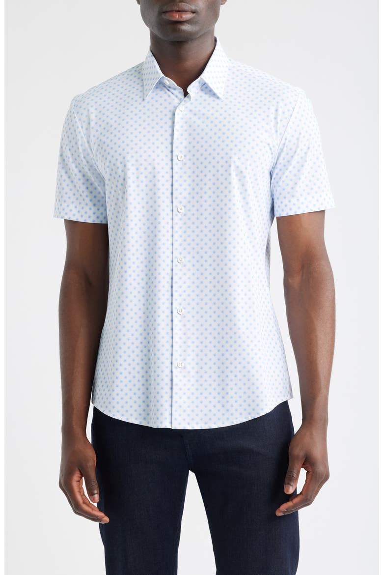 Roan Ken Slim Fit Short Sleeve Button-Up Shirt, Main, color, LIGHT BLUE