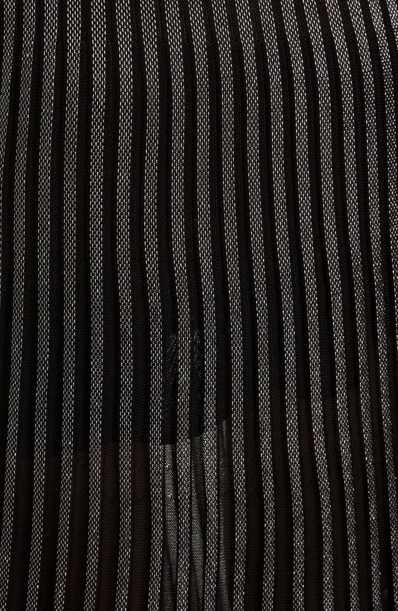 Balmain Semi Sheer Metallic Pleated Skirt, Alternate, color, 