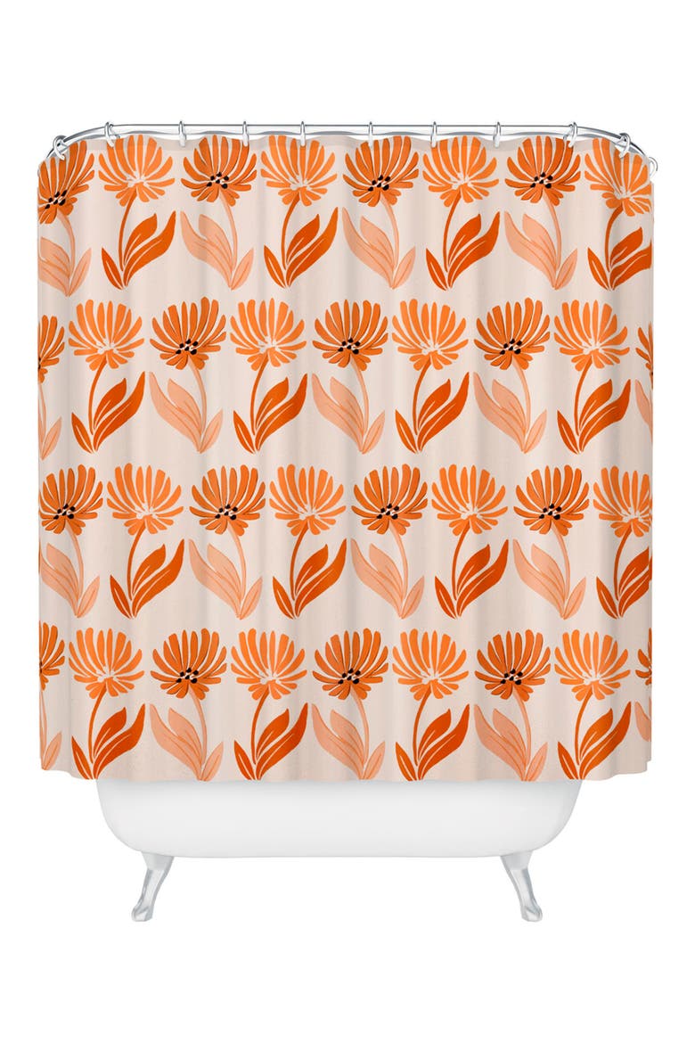 Twins Floral Shower Curtain, Main, color, ORANGE