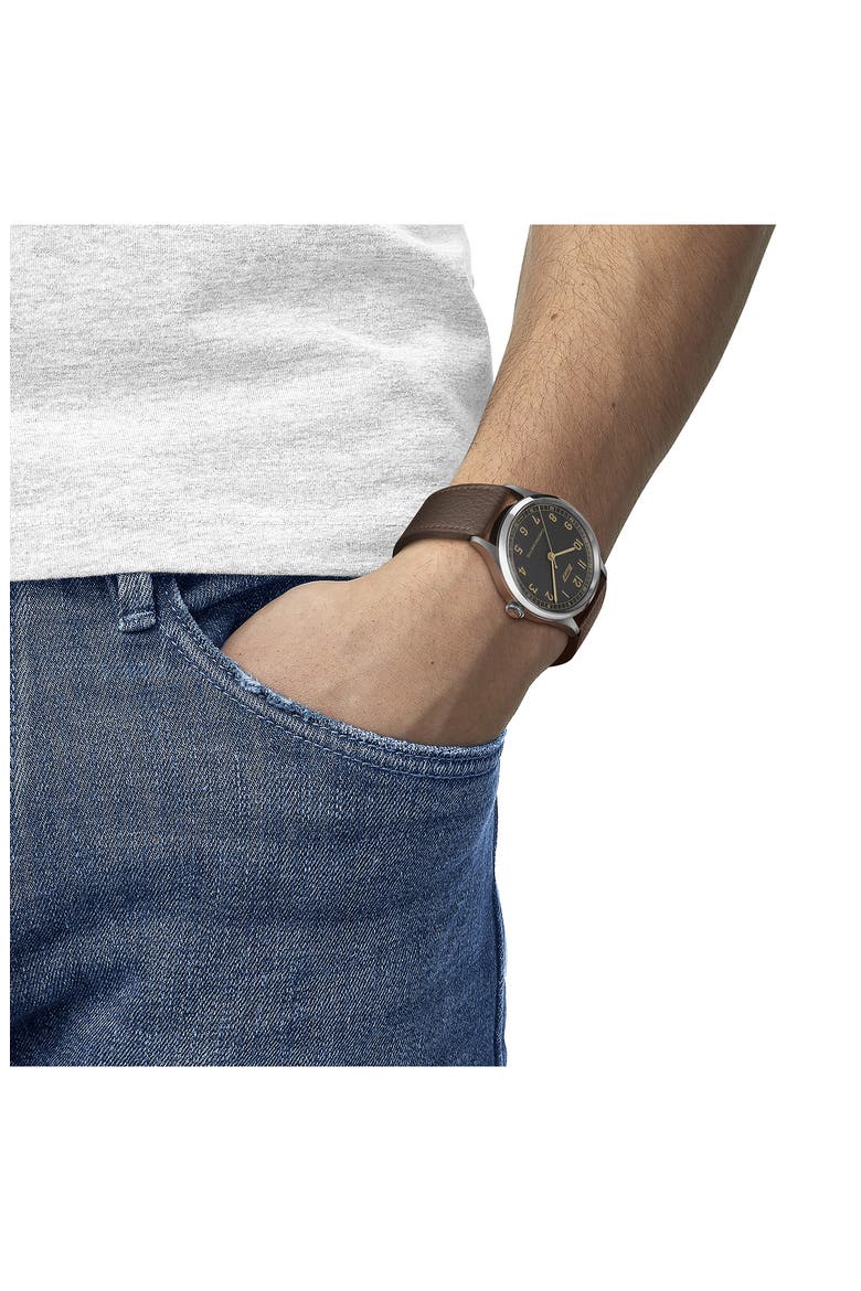 Heritage 1938 Leather Strap Watch, 39mm, Alternate, color, BROWN