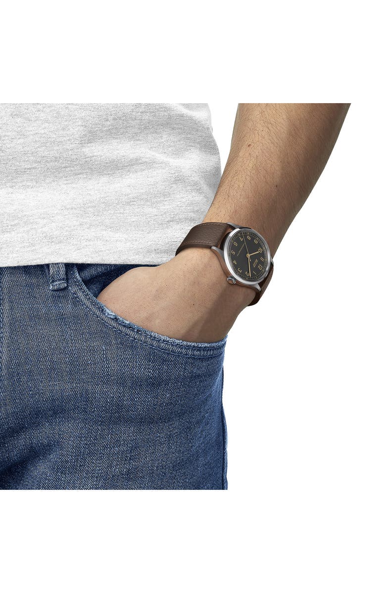 Tissot Heritage 1938 Leather Strap Watch, 39mm, Alternate, color, Brown