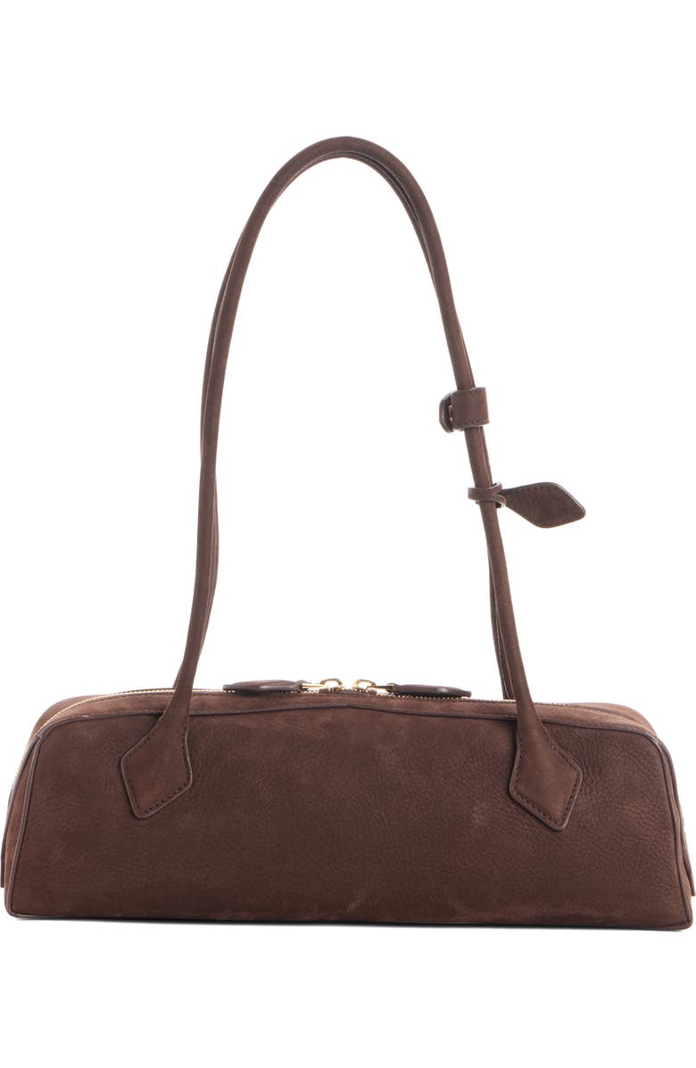 Alaïa Medium Le Teckel Suede East/West Shouder Bag, Alternate, color, Brun/ Or