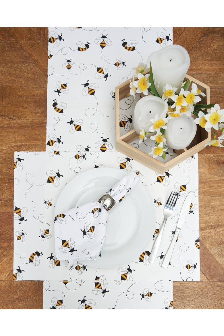 Honey Bee Cloth Napkin, Set of 6, Alternate, color, White