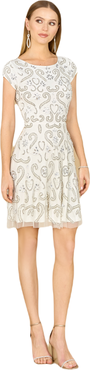 LARA New York Beaded V Neck Dress with Slit