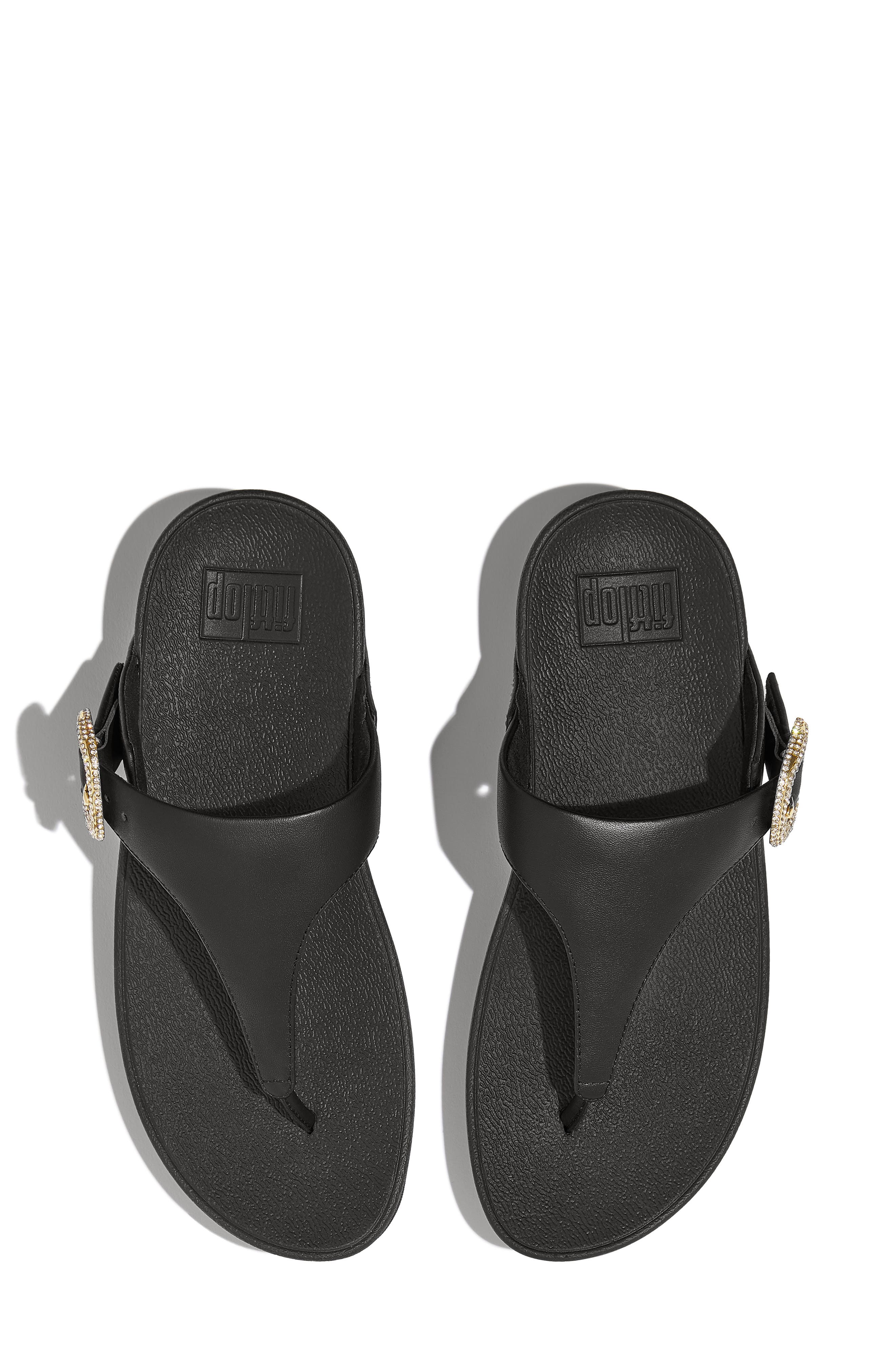 FitFlop Lulu Crystal Buckle Platform Flip Flop, Alternate, color, Black